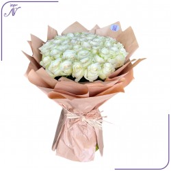 باقة الجوري الأبيض الحالمة| 50 جوري