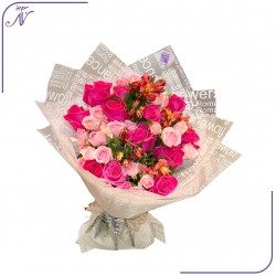 باقة زهور الوردي المتألق